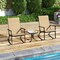Black and Brown Outdoor Rocking Chair Bistro Set with Side Table Metal Frame Ergonomic Seat 330 lbs Capacity Patio Furniture for Porch Yard or Balcony
